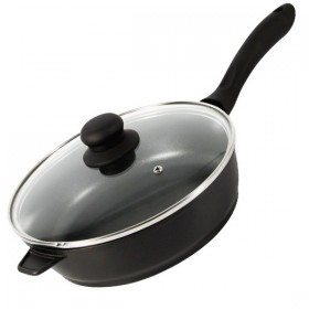 Sauteuse fonte aluminium noir avec couvercle 24 cm
