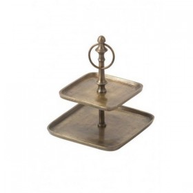 Serviteur carré 2 niveaux bronze antique brut