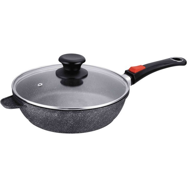 EASY CLICK Sauteuse Fonte Aluminium Aspect Pierre Manche amovible Induction  D28