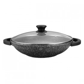 Wok 32 cm fonte d'alu effet pierre kaiser pro.