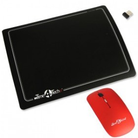Souris optique sans fil ROUGE + tapis
