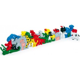 Lettres et animaux en bois