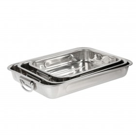 Plat au four inox rectangulaire avec poignée lot de 3