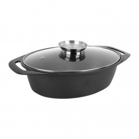 Rôtissoire VIP Black fonte d'aluminium Sitram ovale 4 litres couvercle en verre