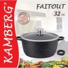 Faitout 32 cm fonte d'aluminium avec couvercle en verre