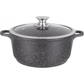 Faitout 32 cm fonte d'aluminium avec couvercle en verre