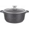 Faitout 32 cm fonte d'aluminium avec couvercle en verre