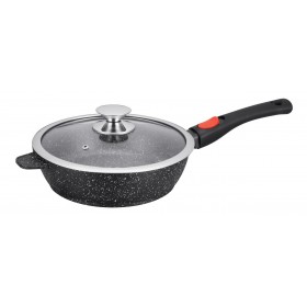 Sauteuse 28 cm fonte d'aluminium effet pierre poignée amovible KAMBERG®