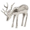 Statue Décorative Cerf Brouteur en Métal Argenté